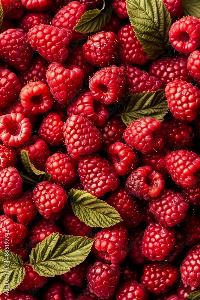 collection of fresh raspberries, tightly packed together, showcasing their rich color and juicy texture collection of fresh raspberries, tightly packed together, showcasing their rich color and juicy texture
