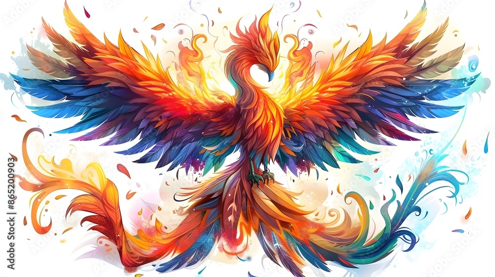 Majestic Fantasy Phoenix Rising in Fiery for Shirt Design Majestic Fantasy Phoenix Rising in Fiery for Shirt Design