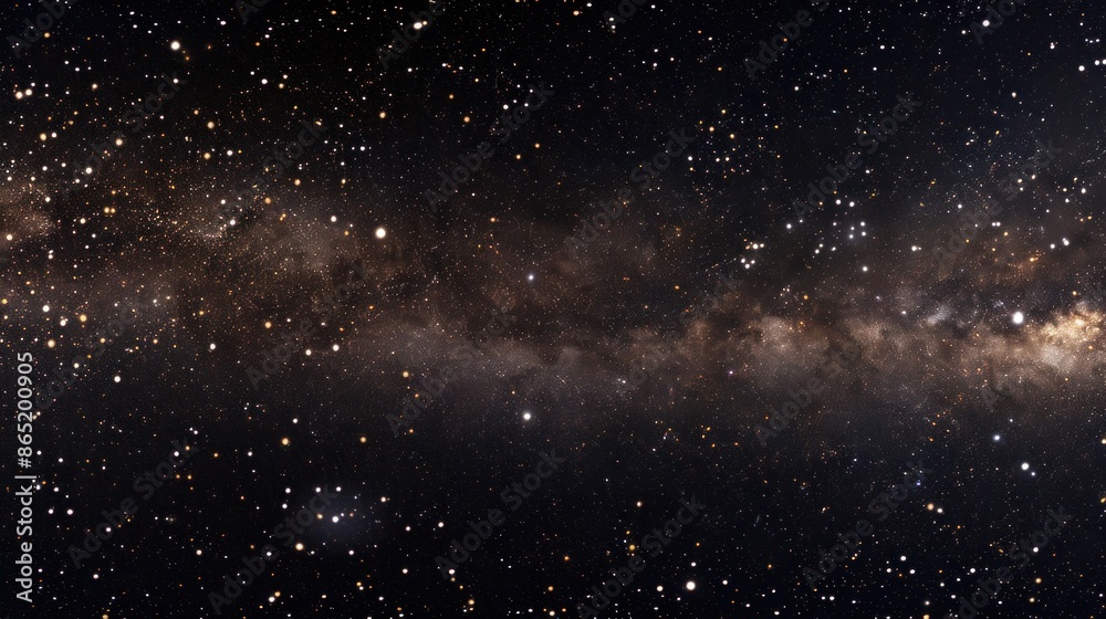 Obraz premium A panoramic view of the night sky, capturing the vastness of the universe and the countless stars that fill it,