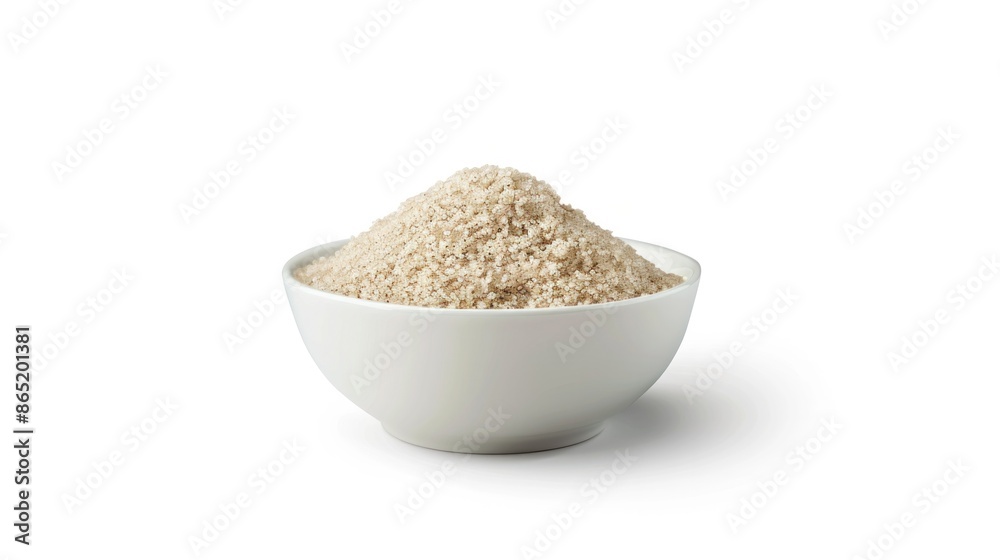 A photo of psyllium husk powder rendered in a hyperrealistic style, with every tiny detail visible, in a white bowl A photo of psyllium husk powder rendered in a hyperrealistic style, with every tiny detail visible, in a white bowl