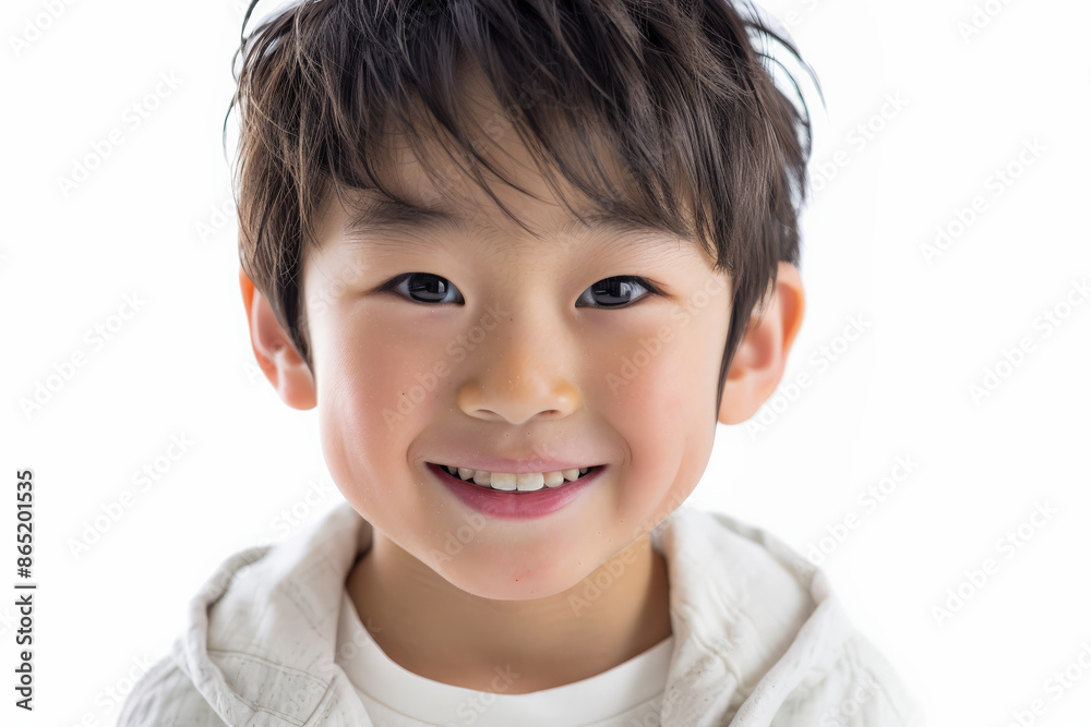 Adorable Japanese preschool-aged boy with an inviting smile, looking at the camera, isolated on white background. Adorable Japanese preschool-aged boy with an inviting smile, looking at the camera, isolated on white background.