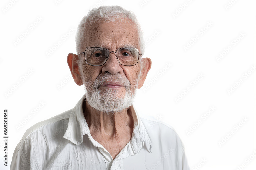 Attractive elderly Brazilian man with a friendly demeanor, facing the camera, isolated on white background. Attractive elderly Brazilian man with a friendly demeanor, facing the camera, isolated on white background.
