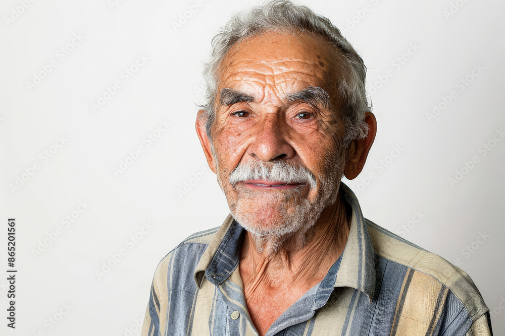 Attractive elderly Brazilian man with a friendly demeanor, facing the camera, isolated on white background. Attractive elderly Brazilian man with a friendly demeanor, facing the camera, isolated on white background.
