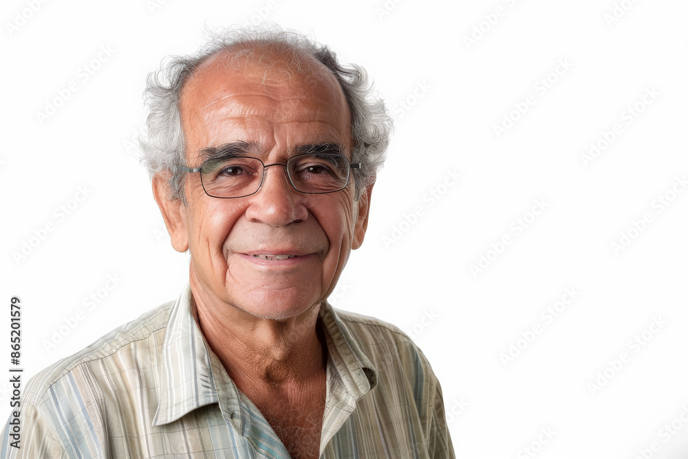 Attractive elderly Brazilian man with a kind smile, facing the camera, isolated on white background. Attractive elderly Brazilian man with a kind smile, facing the camera, isolated on white background.