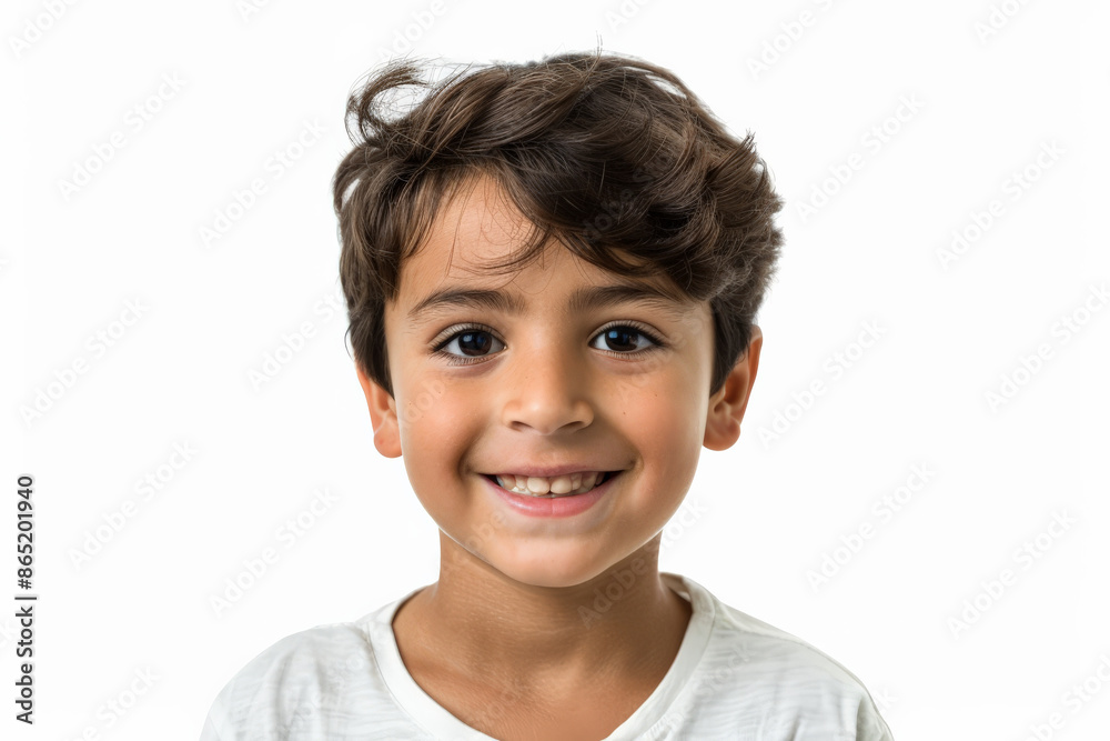 Charming Brazilian school-aged boy with an enthusiastic expression, facing the camera, isolated on white background. Charming Brazilian school-aged boy with an enthusiastic expression, facing the camera, isolated on white background.