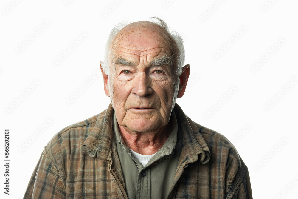 Distinguished elderly Caucasian man with a gentle look, facing the camera, isolated on white background. Distinguished elderly Caucasian man with a gentle look, facing the camera, isolated on white background.