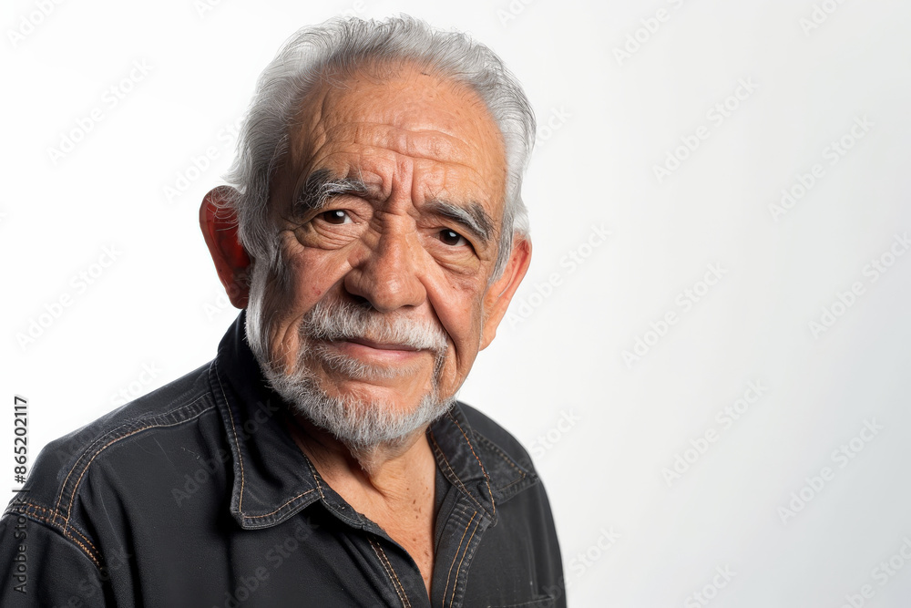 Distinguished elderly Latin man with a friendly look, looking into the camera, isolated on white background. Distinguished elderly Latin man with a friendly look, looking into the camera, isolated on white background.