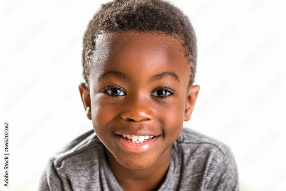 Energetic Black preschool-aged boy with a happy expression, gazing at the camera, isolated on white background. Energetic Black preschool-aged boy with a happy expression, gazing at the camera, isolated on white background.