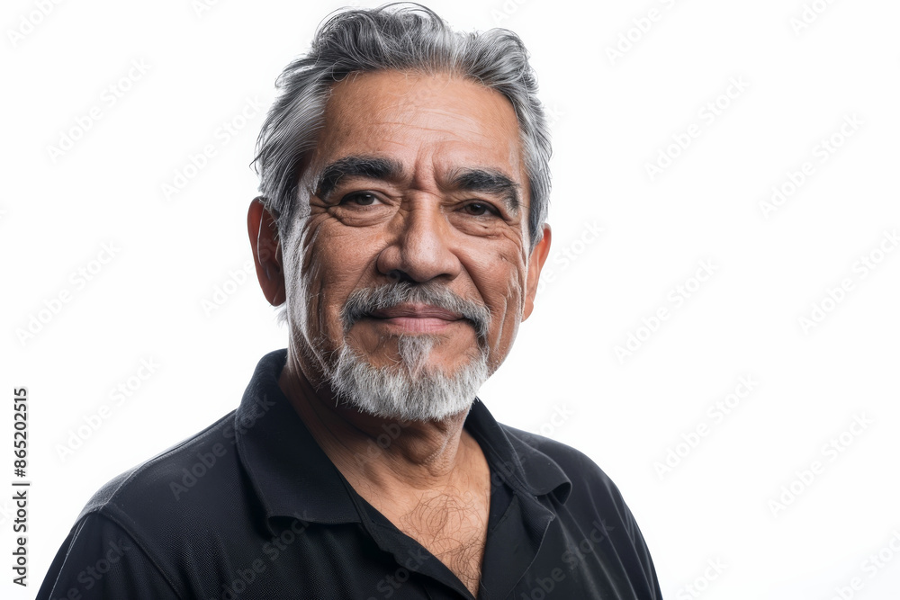 Gorgeous elderly Hispanic man with a confident expression, facing the camera, isolated on white background. Gorgeous elderly Hispanic man with a confident expression, facing the camera, isolated on white background.