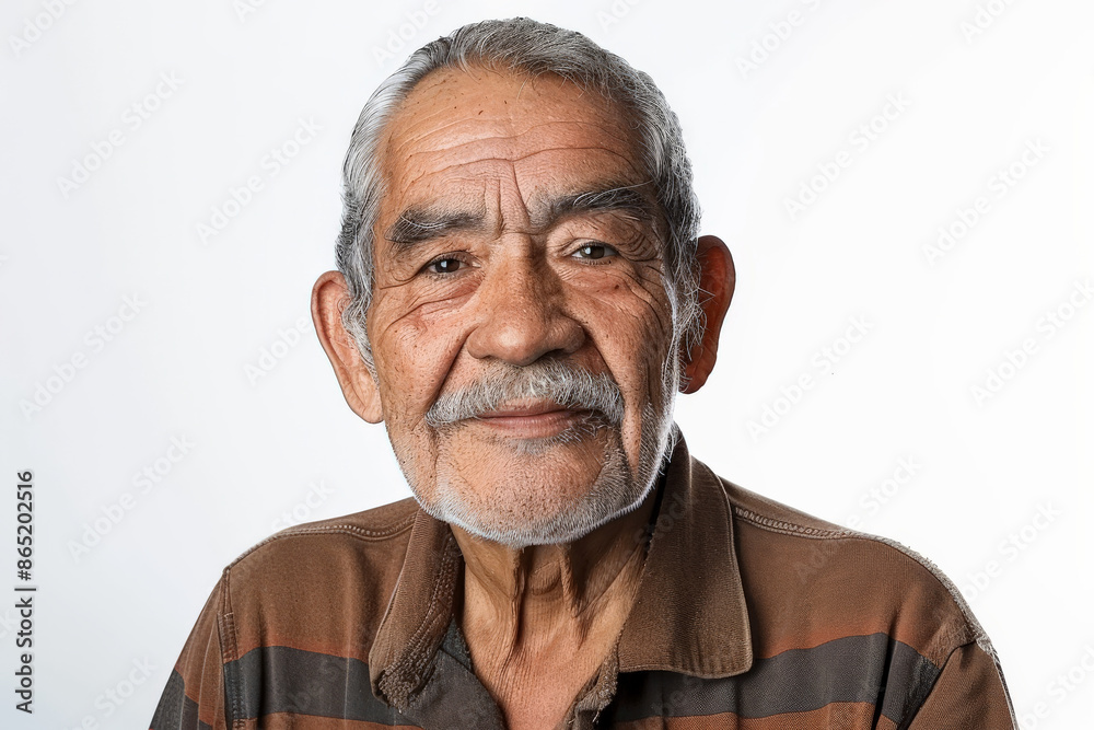Gorgeous elderly Hispanic man with a confident expression, facing the camera, isolated on white background. Gorgeous elderly Hispanic man with a confident expression, facing the camera, isolated on white background.