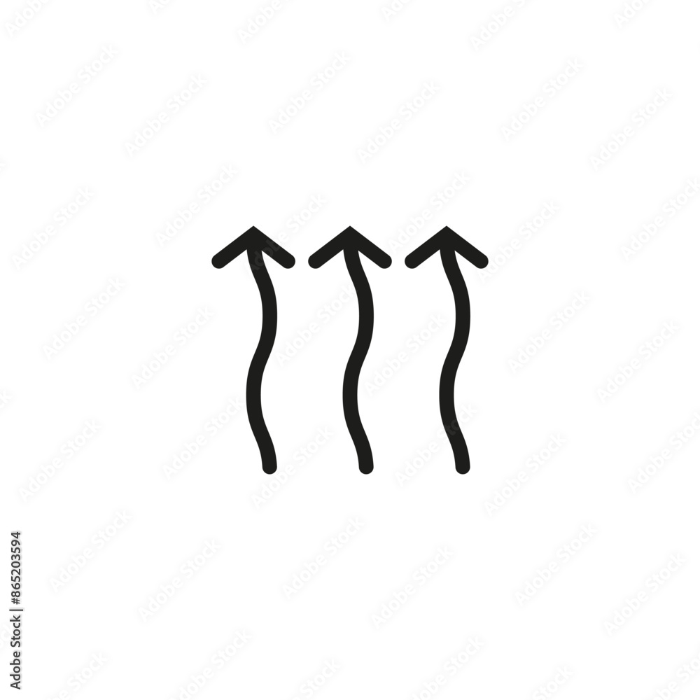 Winding wavy curved arrows. Vector illustration. Thin wavy twisty arrows.