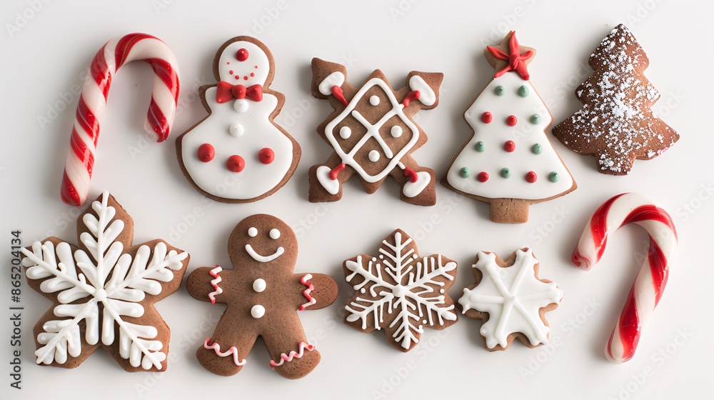 Homemade Christmas cookies on white background , Decorated Christmas cookie Homemade Christmas cookies on white background , Decorated Christmas cookie