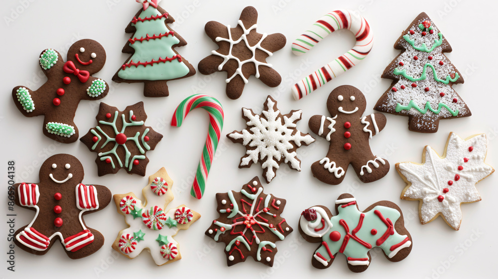 Homemade Christmas cookies on white background , Decorated Christmas cookie Homemade Christmas cookies on white background , Decorated Christmas cookie