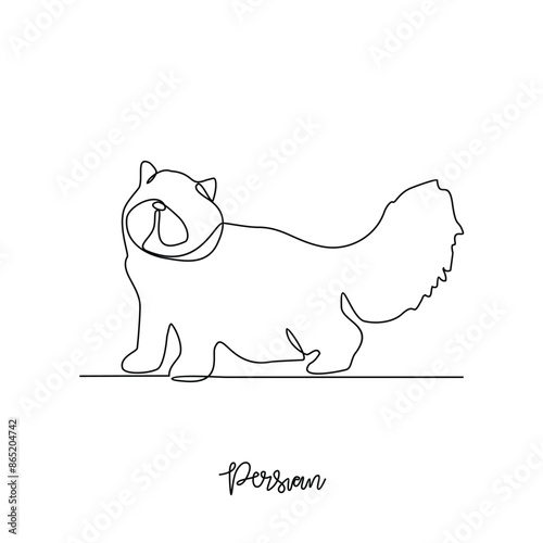 One continuous line drawing of Persian vector illustration. Type of Cat themes design concept with simple linear style vector. Cats are domesticated mammals, loyalty and companionship to humans.