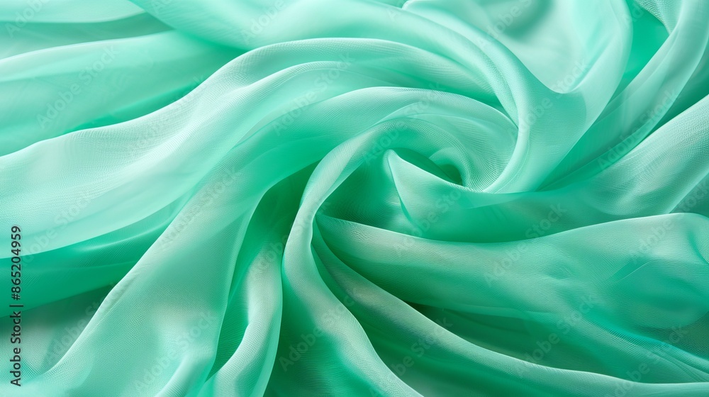 green background made of draped, light fabric. place for text, advertising, congratulations green background made of draped, light fabric. place for text, advertising, congratulations