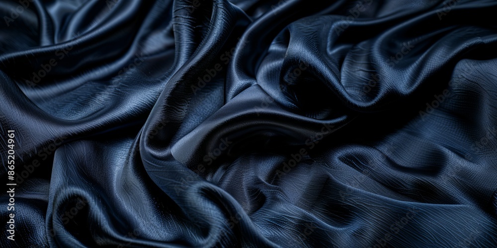 Obraz premium black silk. the background is made of draped fabric. place for the text. view from above
