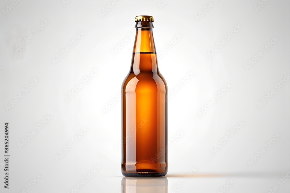 brown full bottle with beer on white background brown full bottle with beer on white background