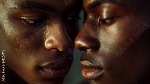 Closeup of a Black-Skinned Gay Couple: A Heartfelt Moment Captured With Love and Intimacy. LGBTQ relationship.