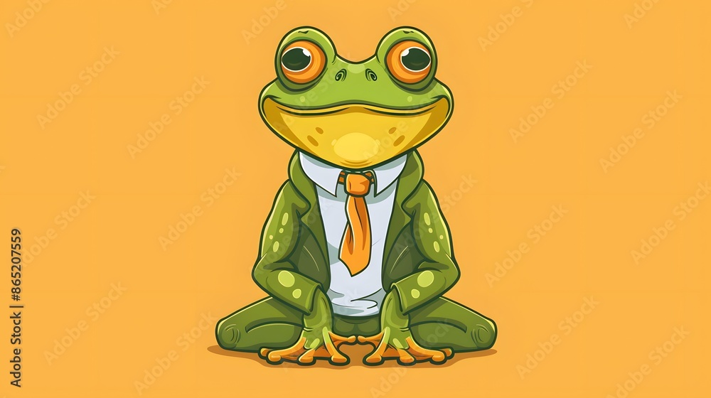 Obraz premium Male frog cartoon character mascot design, including flat and line art design, isolated on white background, vector clip art illustration. 