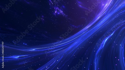 Dynamic Blue Curves and Radiant Asteroids in Infinite Space, Ethereal Atmosphere with hd Octane Rendered Lines, Abstract Art © JINGWEN