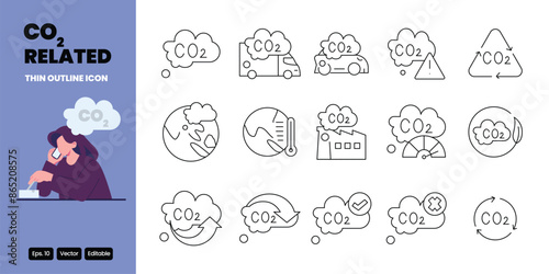 karbon dioxide related thin outline icon vector design good for web and mobile app