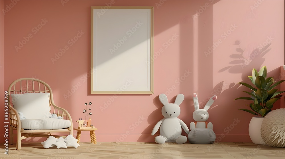 Fototapeta premium Cozy Children s Room with Minimalist Decor and Modern Furniture