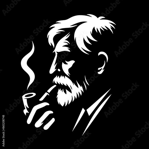 Aged Man with Tobacco Pipe.