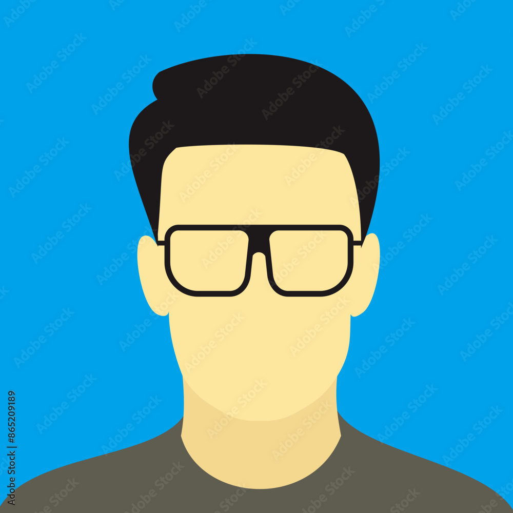 Man avatar of geek vector illustration. Face of male wearing glasses. Man avatar of geek vector illustration. Face of male wearing glasses.