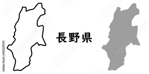 シンプルな日本の長野県の地図のイラスト
