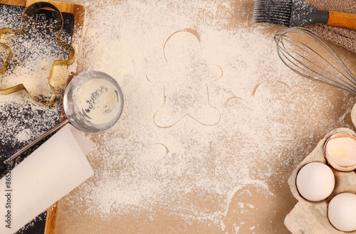 top view preparation for baking cookies. High quality photo