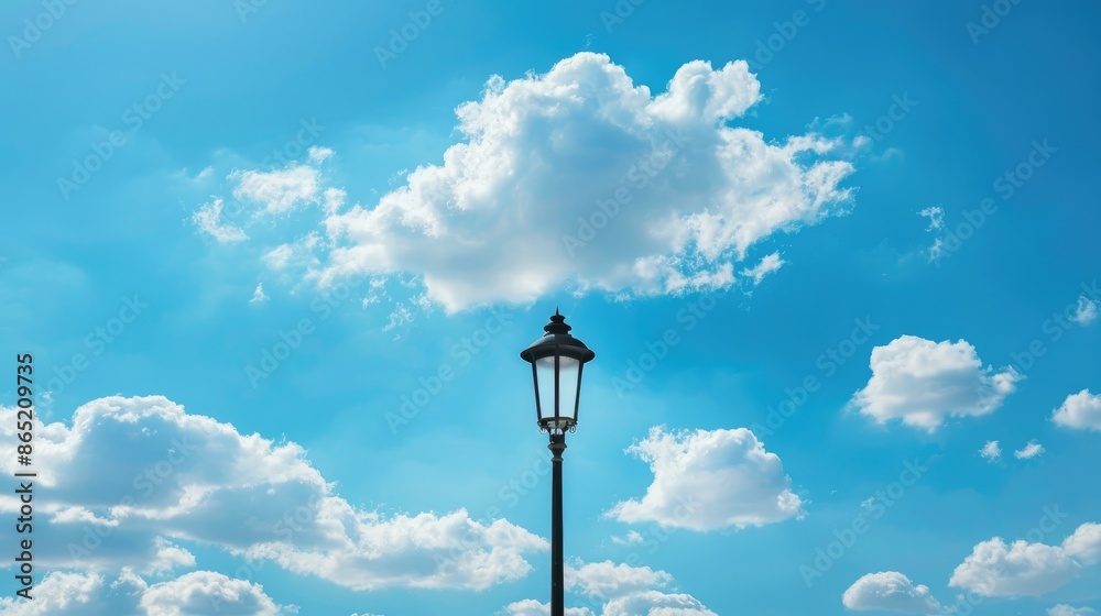 Outdated street lamp against blue sky on summer day Outdated street lamp against blue sky on summer day