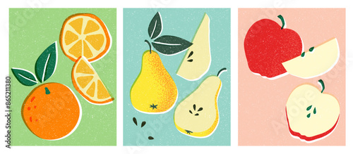 Oranges, Apples and Pears Vector illustration posters