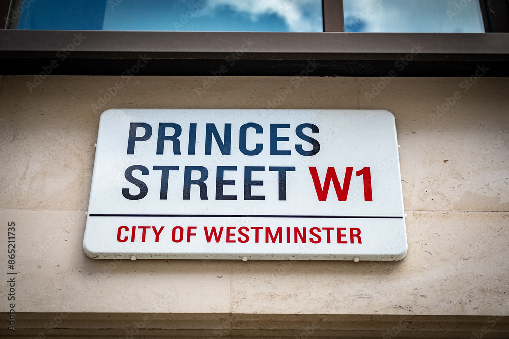 LONDON- JUNE 18, 2024 Princes Street W1. Street in West End off Regent Street and Hanover Square LONDON- JUNE 18, 2024 Princes Street W1. Street in West End off Regent Street and Hanover Square
