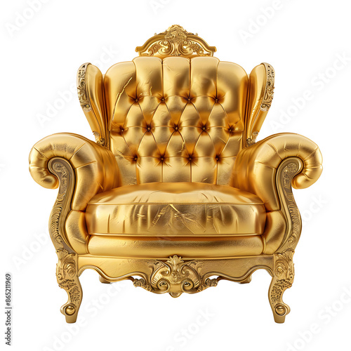 Antique Gold Royal Armchair - Elegant Transparent PNG Furniture Design
