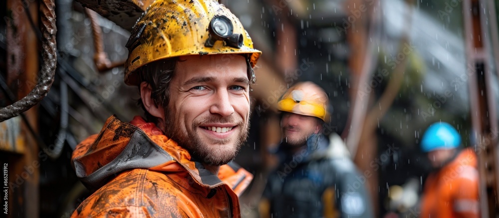 Smiling Miner in the Rain Smiling Miner in the Rain