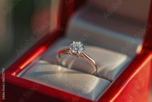 Ein Ring mit Diamant in einem Ringetui  photo