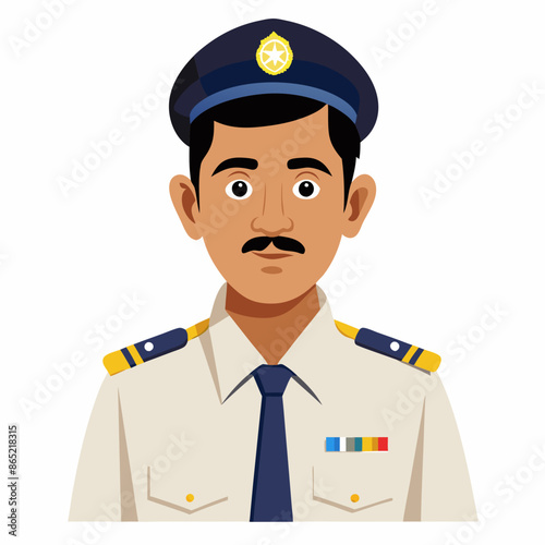 Cartoon Traffic Police Officer Directing Traffic with a Smile