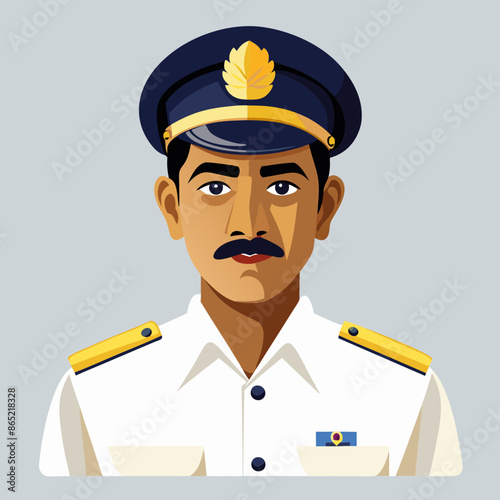 Cartoon Traffic Police Officer Directing Traffic with a Smile