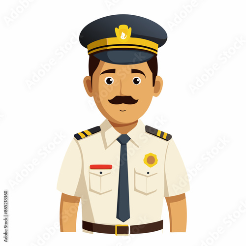 Cartoon Traffic Police Officer Directing Traffic with a Smile