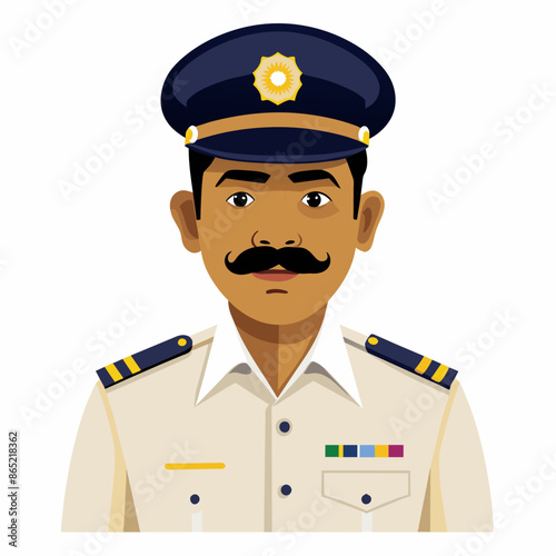 Cartoon Traffic Police Officer Directing Traffic with a Smile