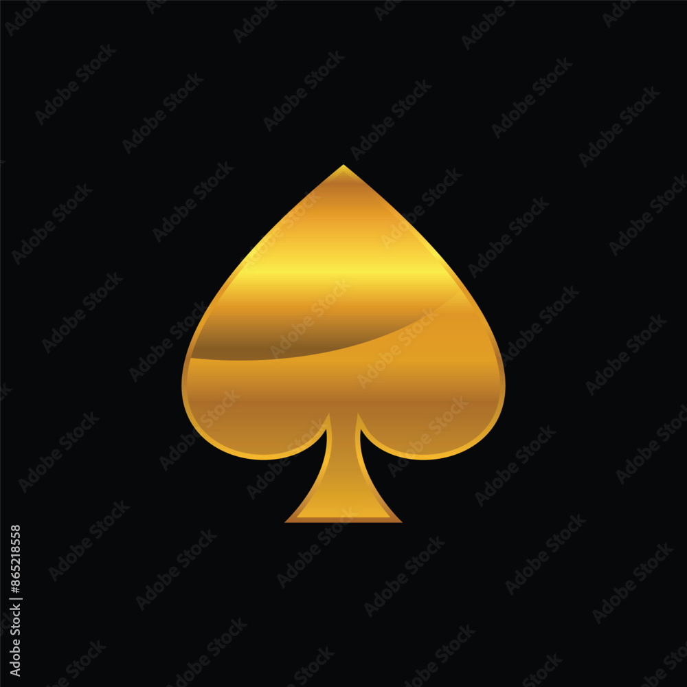 Spade icon, poker playing cards ace, golden vector illustration Spade icon, poker playing cards ace, golden vector illustration