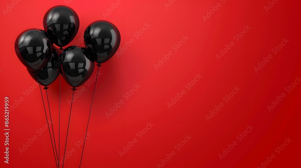 black balloon on red background for black Friday black balloon on red background for black Friday