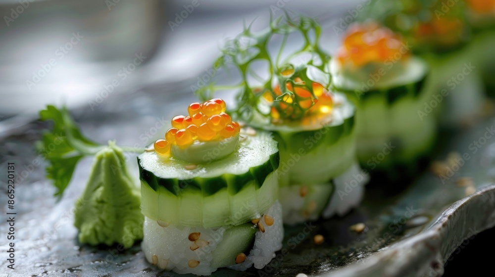 Cucumber and caviar roll Cucumber and caviar roll