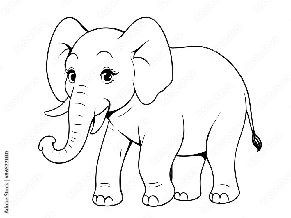 Obraz premium Elephant coloring book, vector, white background