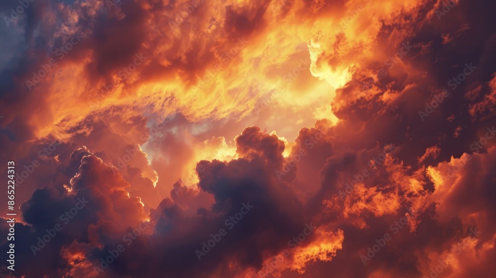 Dramatic cloudy sky during sunset Dramatic cloudy sky during sunset