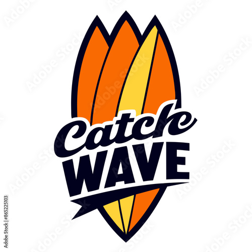 Surfboards logo with the words Catch Wave written on it