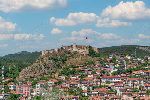 Panoramic view of Kastamonu Castle is a medieval castle with traditional houses in Kastamonu, Turkey photo