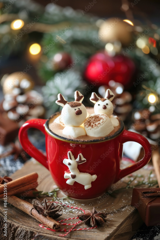 beautiful red mug with hot chocolate beautiful red mug with hot chocolate