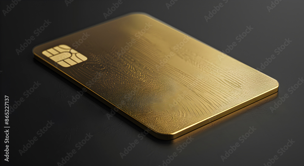Gold colored credit card on black background. Gold colored credit card on black background.