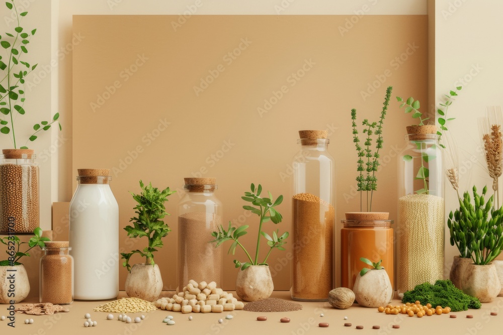 Health-Oriented Display of Protein-Rich Foods and Supplements in a Neutral Setting with Plants and Grains